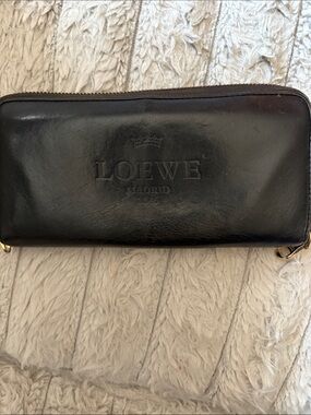 Loewe Black Embossed Leather Zip Around Wallet